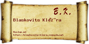 Blaskovits Klára névjegykártya
